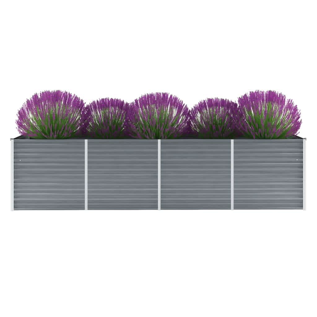 vidaXL Raised Garden Bed Flower Bed Galvanized Steel Outdoor Planter Gray-13