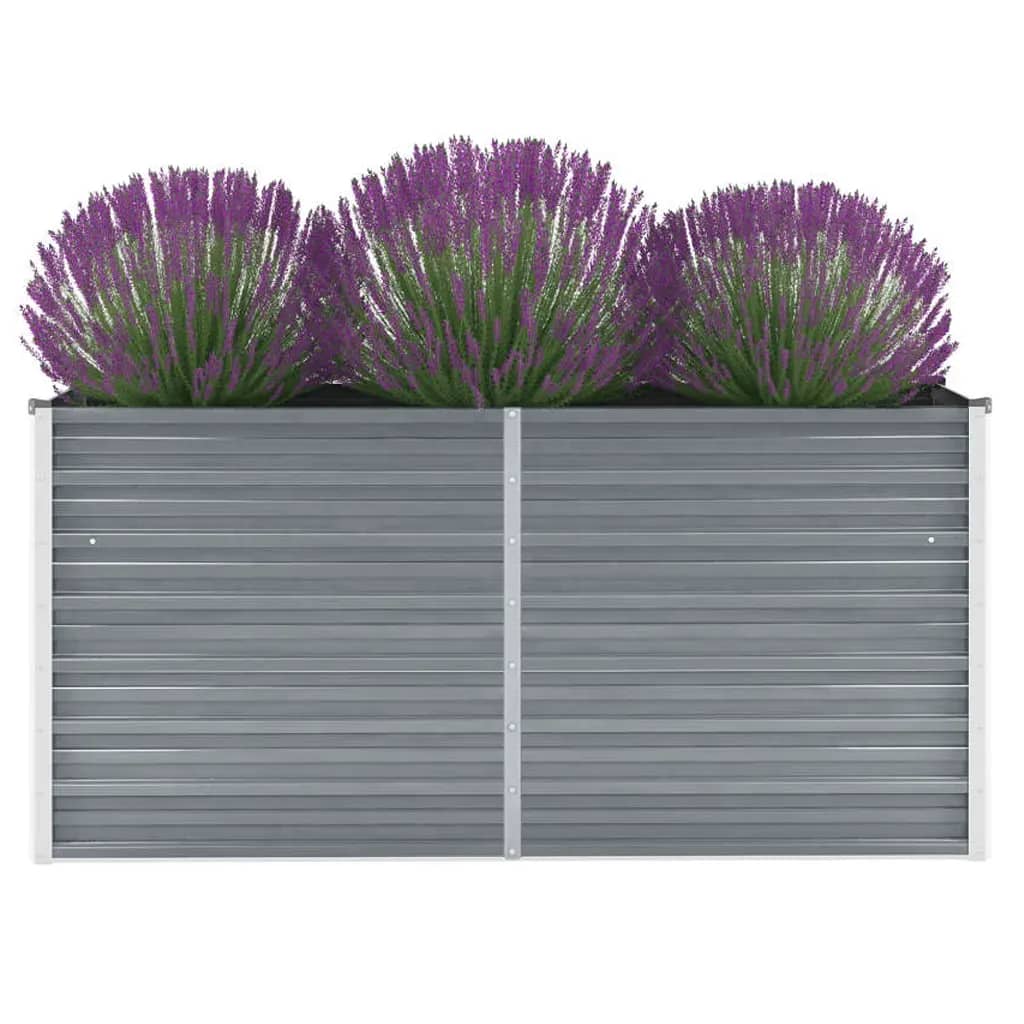 vidaXL Raised Garden Bed Flower Bed Galvanized Steel Outdoor Planter Gray-9