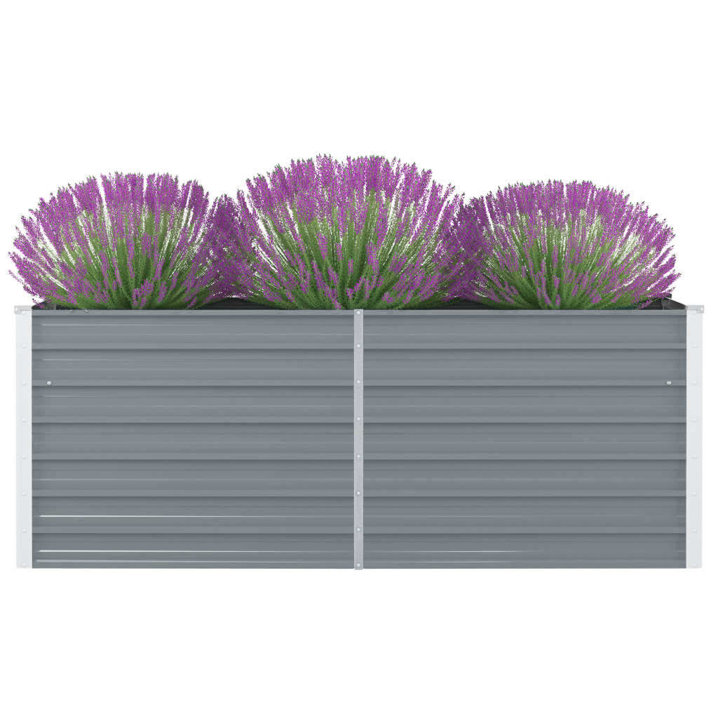 vidaXL Raised Garden Bed Flower Bed Galvanized Steel Outdoor Planter Gray-10