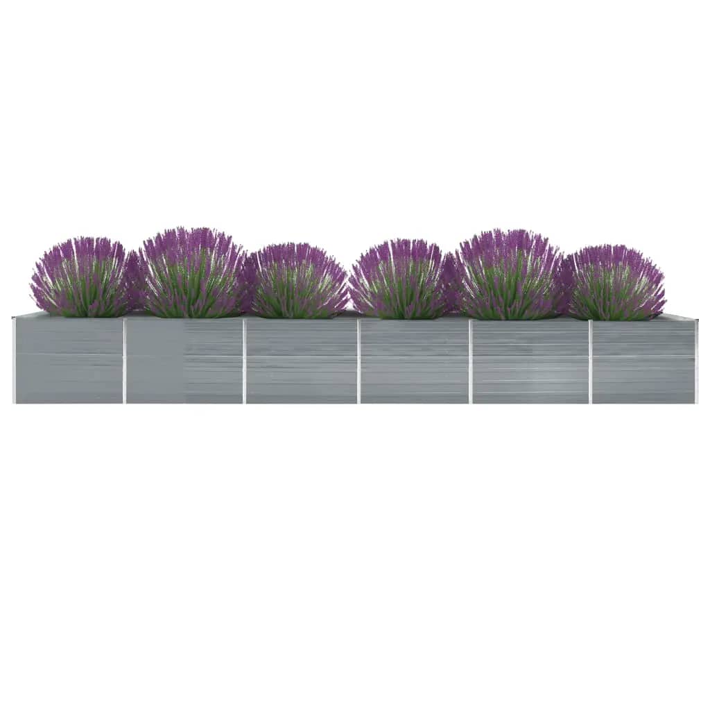 vidaXL Raised Garden Bed Flower Bed Galvanized Steel Outdoor Planter Gray-15