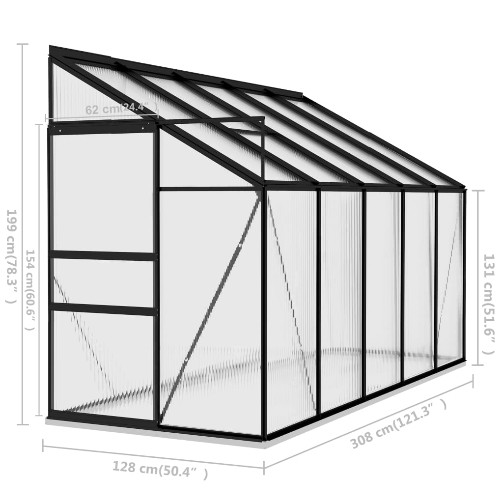 vidaXL Greenhouse Conservatory Outdoor Garden Plant House Anthracite Aluminum-2