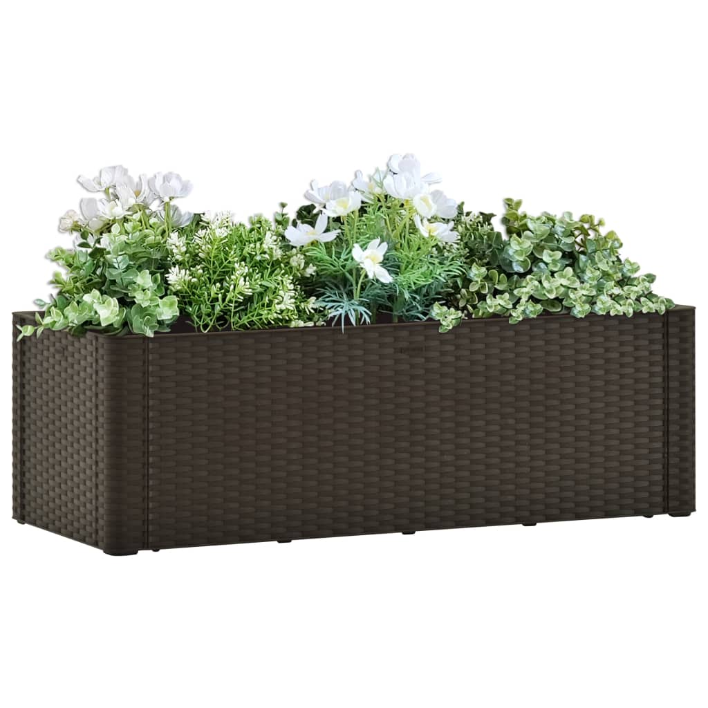 vidaXL Raised Garden Bed Flower Bed with Self Watering System Rattan Look-3