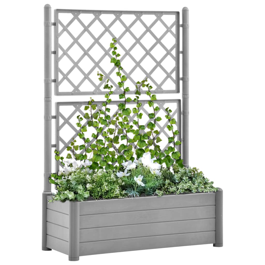 vidaXL Planter Flower Box Trellis Raised Bed Outdoor Planter Polypropylene-11