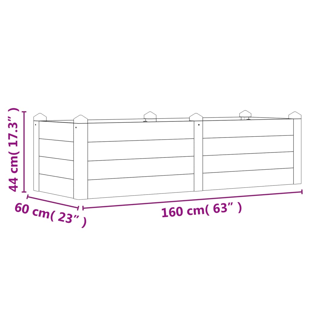 vidaXL Garden Raised Bed 63"x23.6"x17.3" Solid Wood Acacia-4