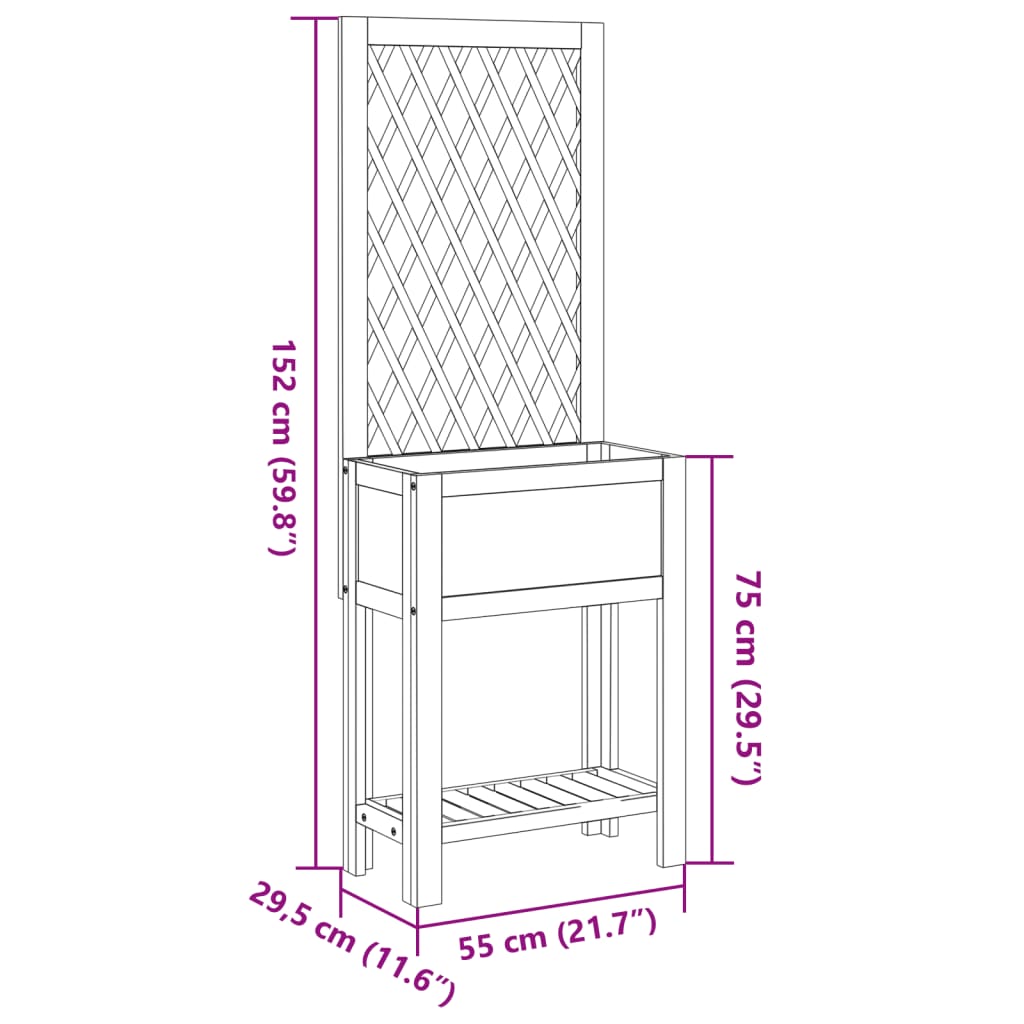 vidaXL Planter with Trellis and Shelf Outdoor Flower Box Solid Wood Acacia-3