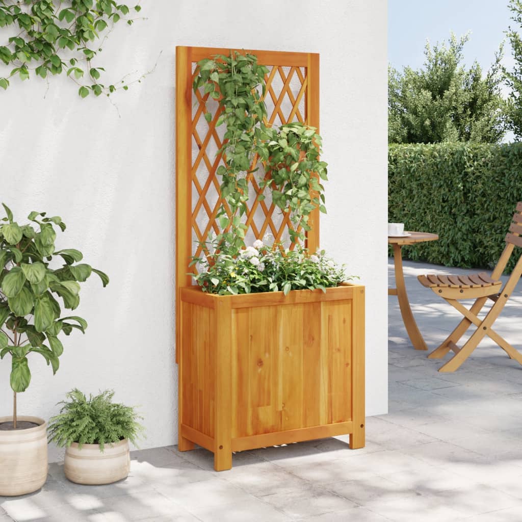 vidaXL Planter with Trellis Flower Box Outdoor Garden Patio Solid Wood Acacia-2