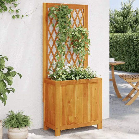 vidaXL Planter with Trellis Flower Box Outdoor Garden Patio Solid Wood Acacia-0