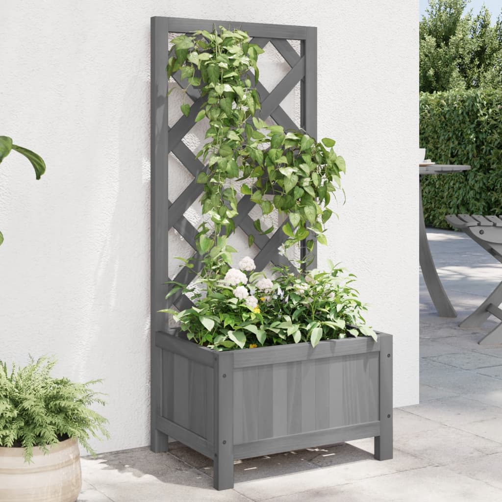 vidaXL Planter Flower Box Trellis Raised Bed Outdoor Planter Solid Firwood-12