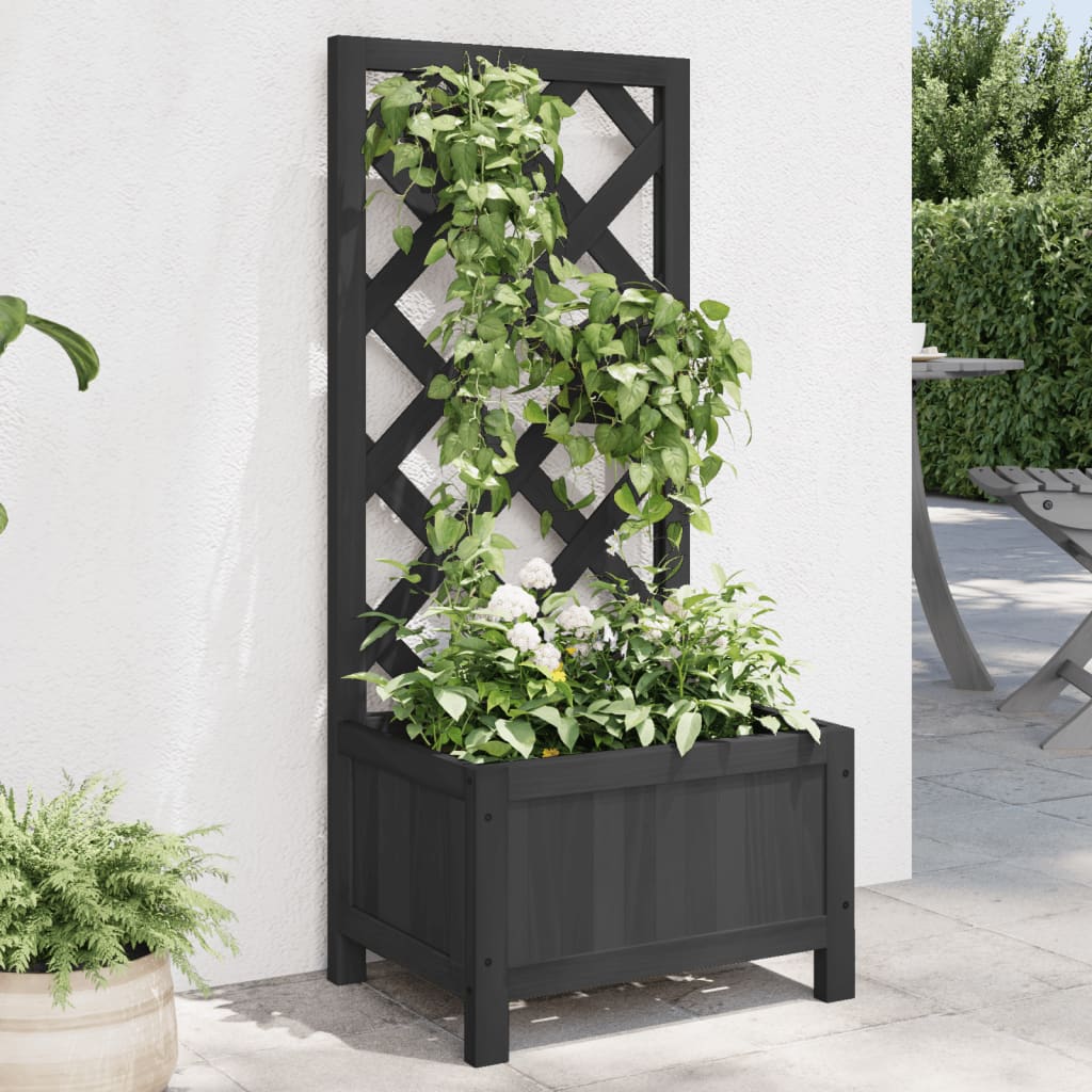 vidaXL Planter Flower Box Trellis Raised Bed Outdoor Planter Solid Firwood-5