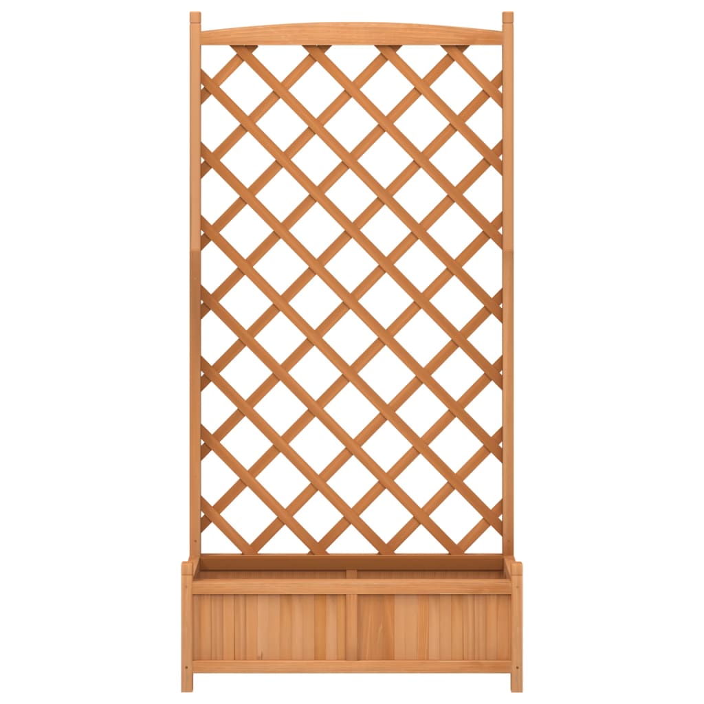 vidaXL Planter with Trellis Brown Solid Wood Fir-3